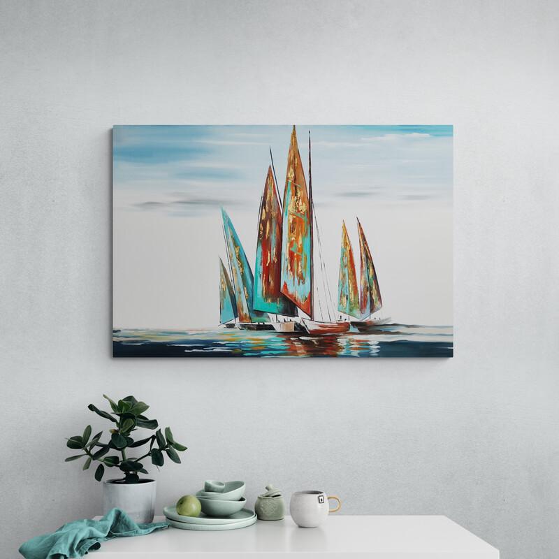Sailboats in the Sea - Canvas Mérida Fine Print Art