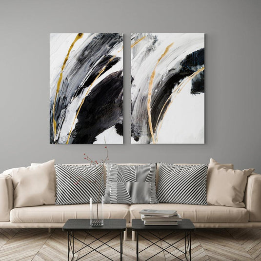 Set Black Abstract Painting - Canvas Mérida Fine Print Art