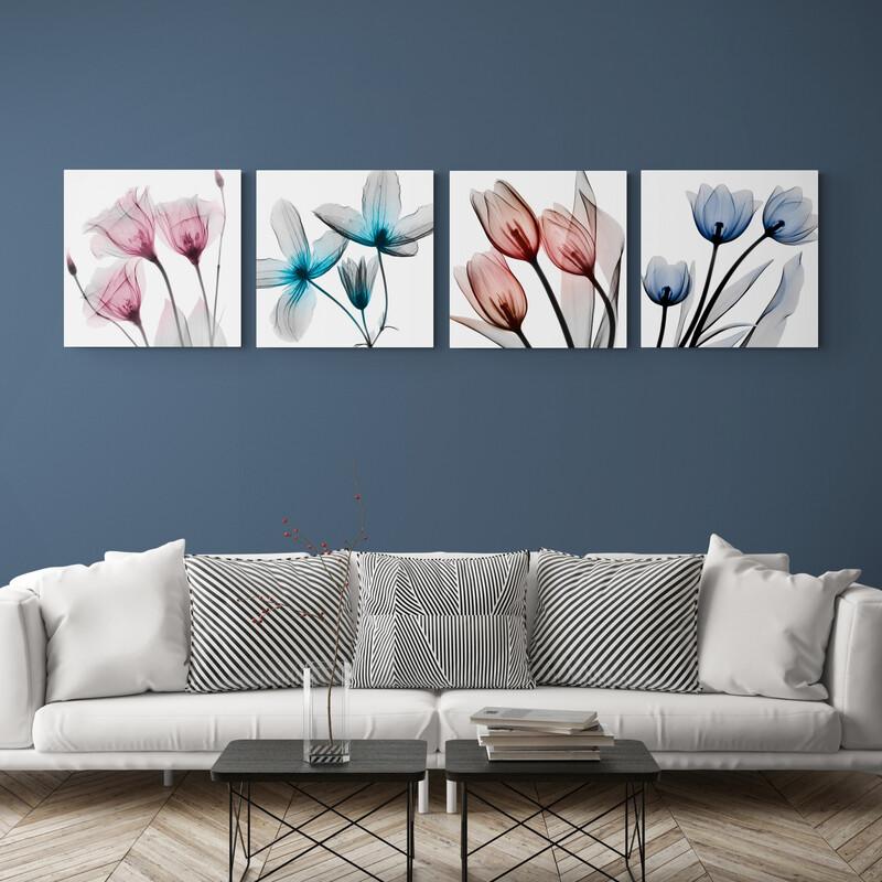 Set Colors Chiffon Flowers - Canvas Mérida Fine Print Art