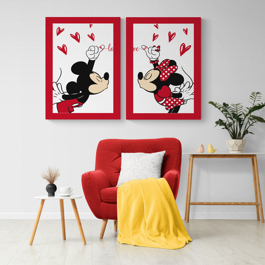 Set Mickey And Minnie Love - Canvas Mérida Fine Print Art