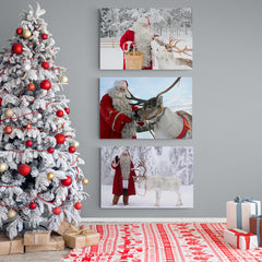 Set Santa Claus and the Reindeer - Canvas Mérida Fine Print Art