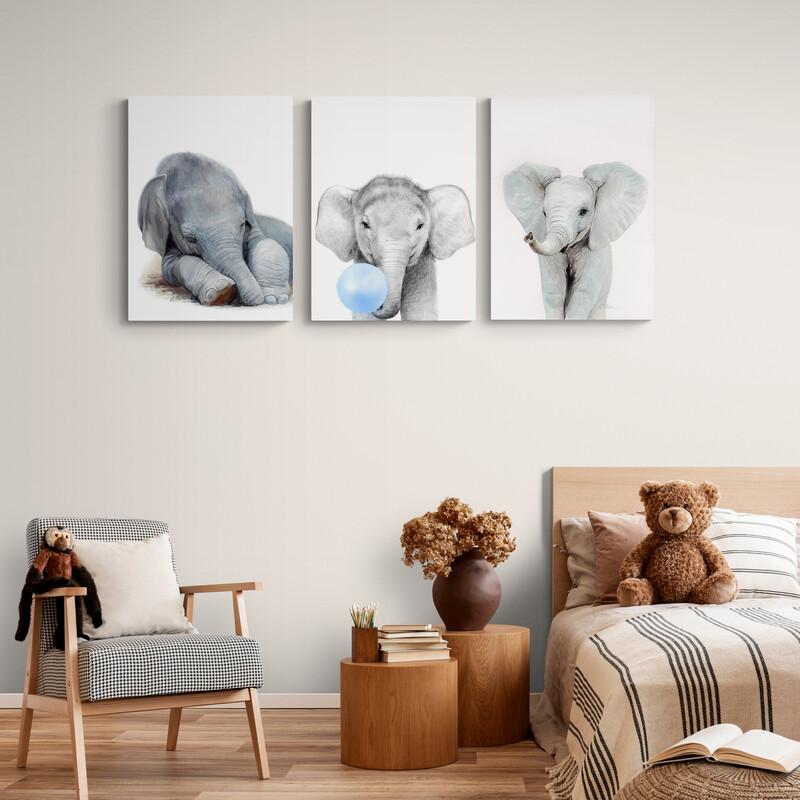 Set three Little Elaphants - Canvas Mérida Fine Print Art