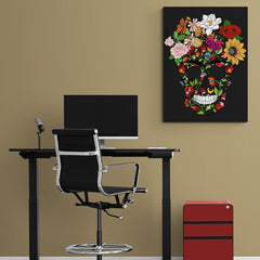 Skull with Flowers of Colors - Canvas Mérida Fine Print Art
