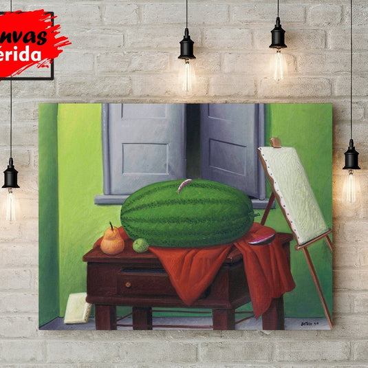 Still Life with Watermelon Fernando Botero - Canvas Mérida Fine Print Art