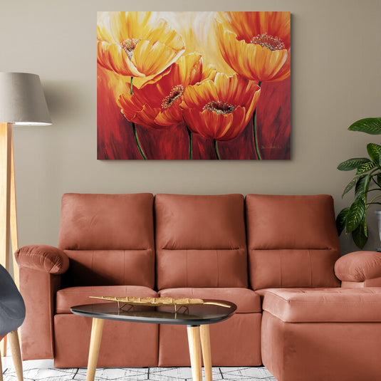 Amapolas vibrantes en tonos cálidos