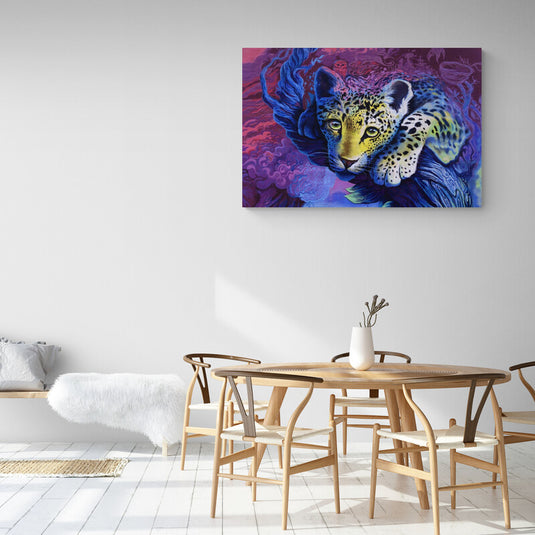 Pintura Surrealista de Leopardo en Colores Vibrantes