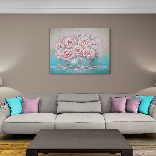 Pintura de rosas rosadas en jarrón