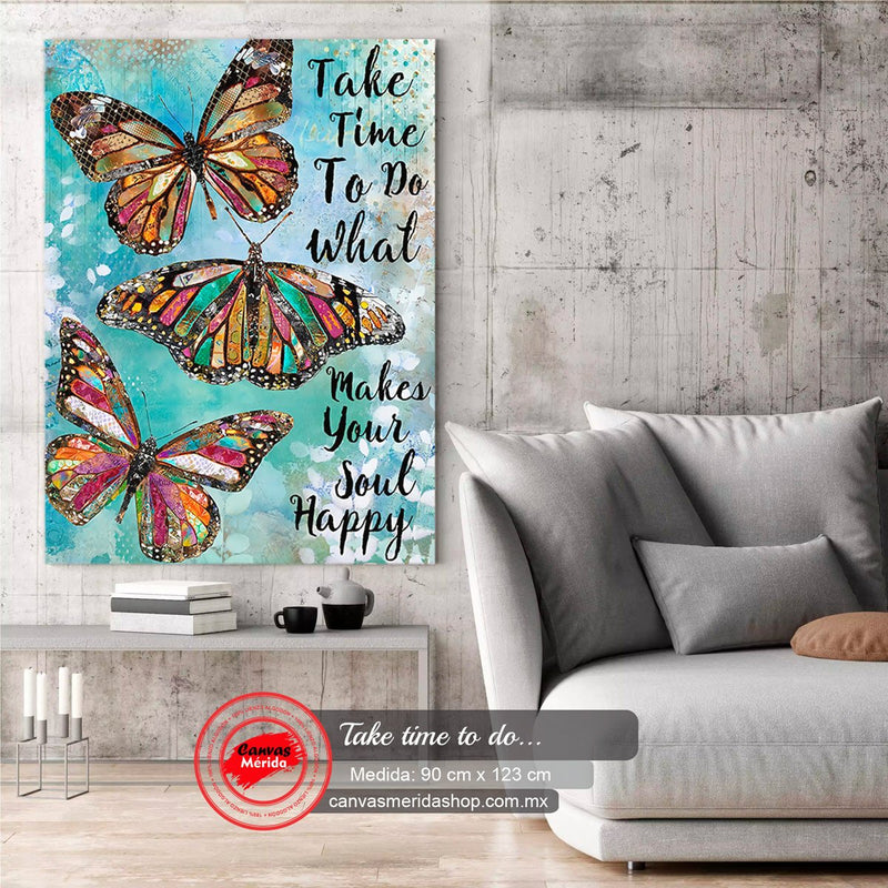 Mariposas coloridas con texto inspirador sobre fondo acuarelado