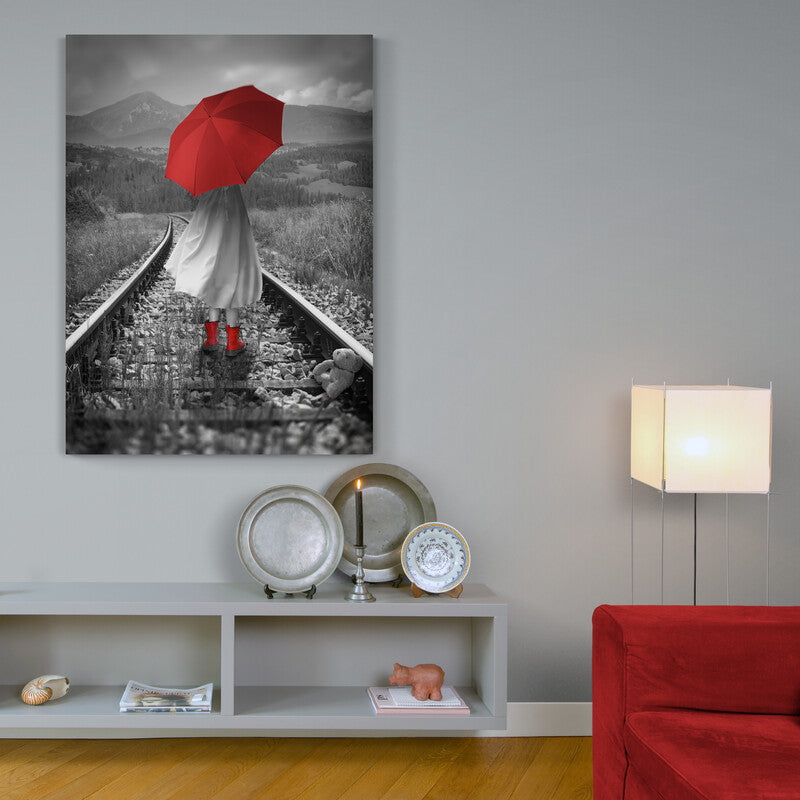 The Red Umbrella - Canvas Mérida Fine Print Art