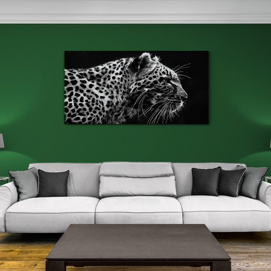 Retrato en blanco y negro de un leopardo