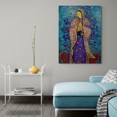 Virgen en Fondo Azul - Canvas Mérida Fine Print Art