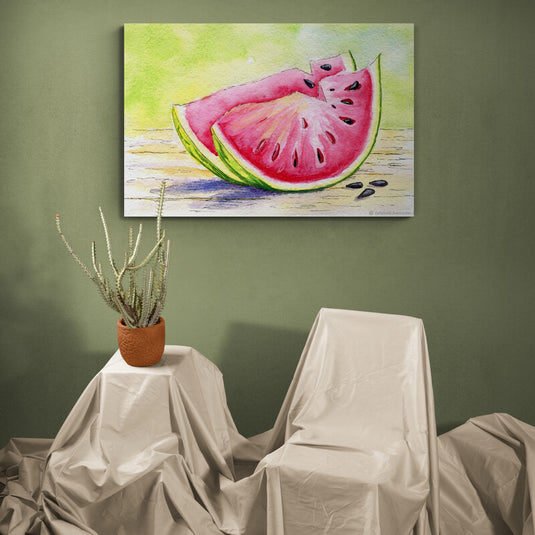 Watermelon Watercolor - Canvas Mérida Fine Print Art