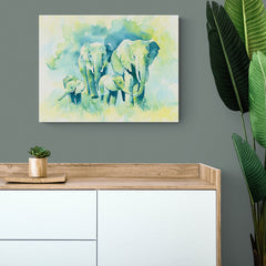 Green Elephants - Canvas Mérida Fine Print Art