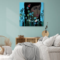 Woman Among Flower Buds - Canvas Mérida Fine Print Art