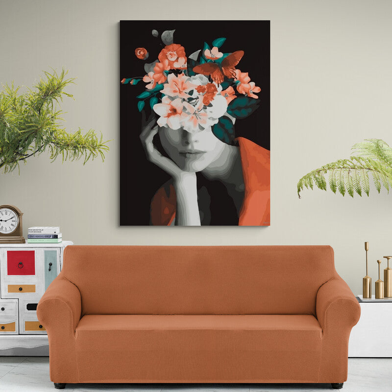 Woman with Orange Flowers - Canvas Mérida Fine Print Art