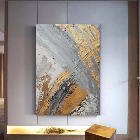 Abstract gold and gray - Canvas Mérida Fine Print Art