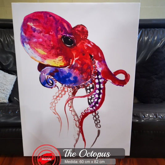 Obra de arte colorida de un pulpo en acuarela