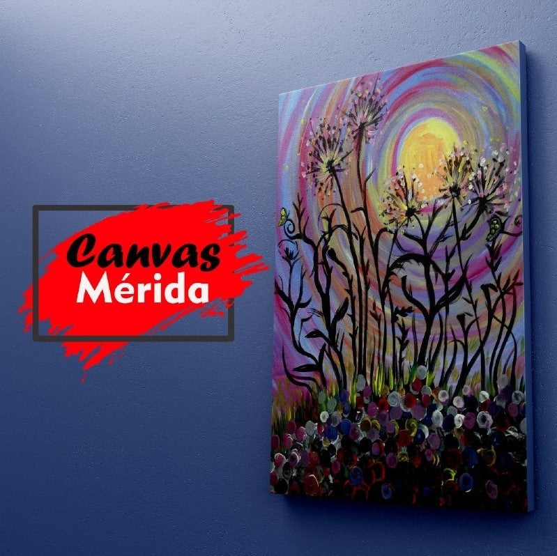 Swirly Flower Painting - Canvas Mérida Fine Print Art