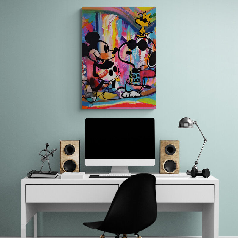 Mickey Mouse Snoopy Woodstock - Canvas Mérida Fine Print Art