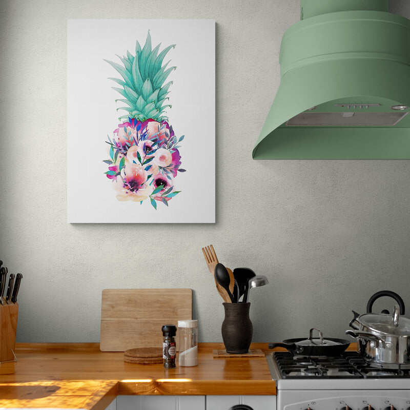 Pineapple with flowers - Canvas Mérida Fine Print Art