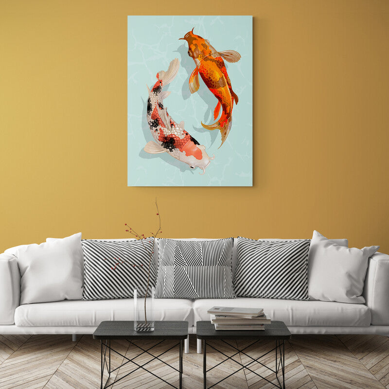 Cuadro decorativo: Two Japanese Koi Fish Swimming